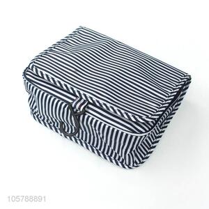 Fashion stripes printed zipper cloth beauty makeup cosmetic bag