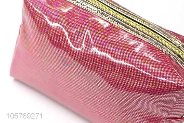 Wholesale cheap custom shiny pu makeup bag beauty bag