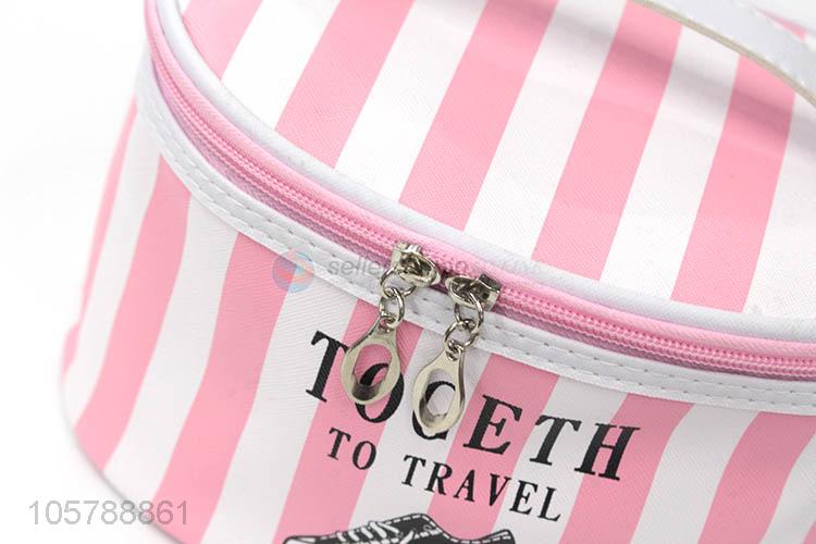 Beautiful style custom round pu travel makeup bag beauty bag