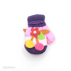 Custom Applique Embroidery Colorful Warm Gloves For Children