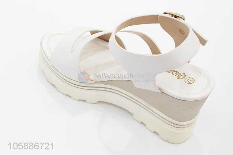 China suppliers women sandals ladies pu slope heel sandals