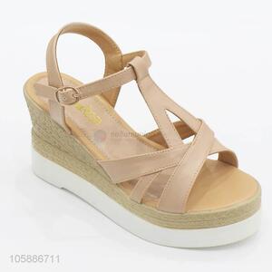 Premium quality custom summer women trendy slope heel sandals