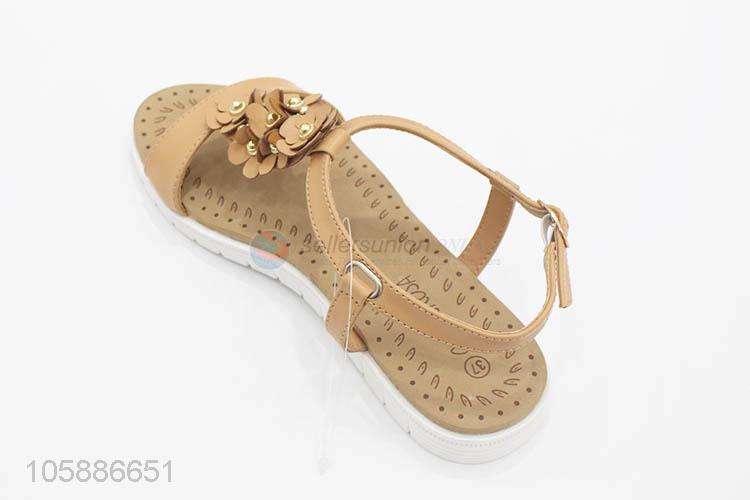 China maker women sandals ladies pu flat sandals