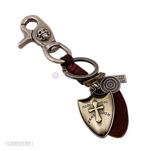 Wholesale new personalized shield pendant leather key chain