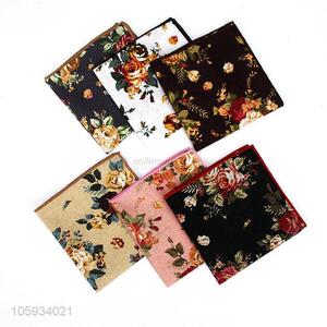 Popular Flower Pattern Cotton Pocket Handkerchief For Man