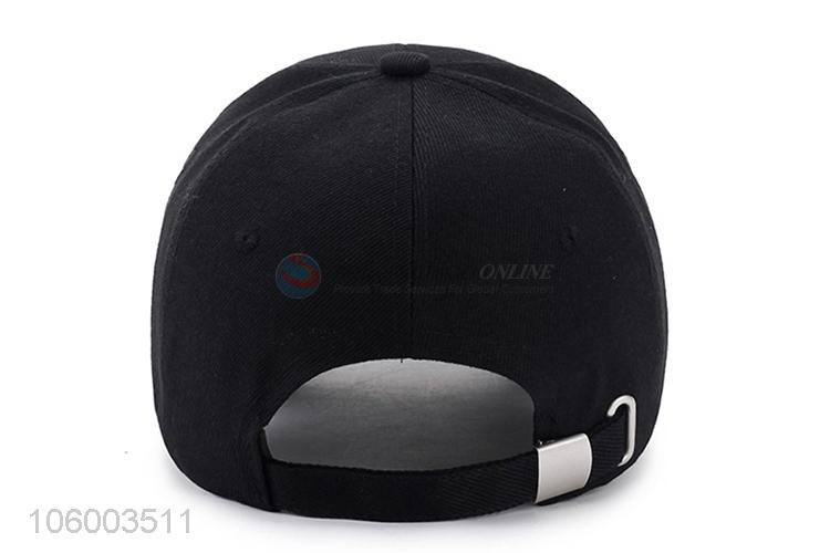 Hot sale metal buckle letter embroidery cotton black baseball caps