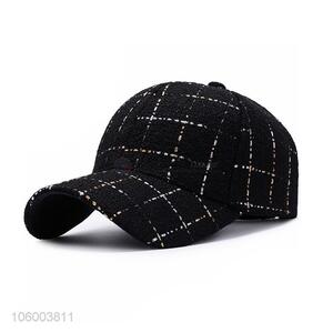 Wholesale outdoor cotton plaid earmuffs baseball cap for man