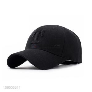 Hot sale metal buckle letter embroidery cotton black baseball caps