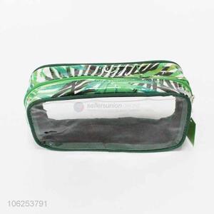 Top sale leaf printed pvc cosmetic bag for women