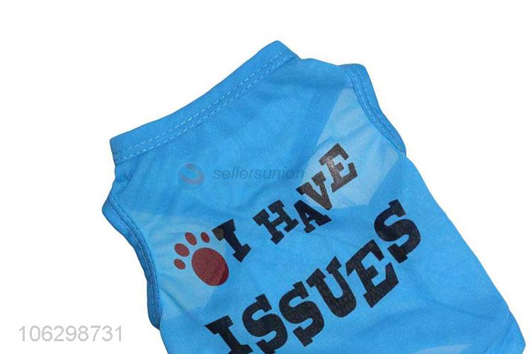 Wholesale Blue Cotton Tank Top For Pet Dog