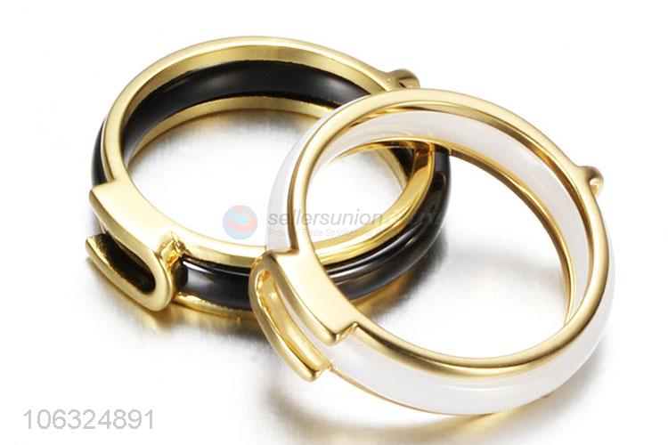 Most Popular Black White Couple Ceramic Ring