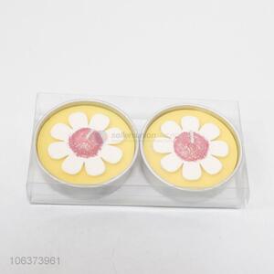 Fashion Flower Pattern 2 Pieces Round Craft Candle