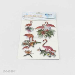 Customized hot selling 3D puffy flamingo sticker room sticker