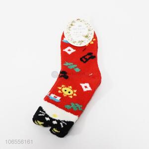 Factory sell cute cartoon super soft warm plush fuzzy socks