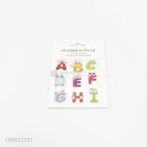 Wholesale cute cartoon alphabet pu leather stickers for kids