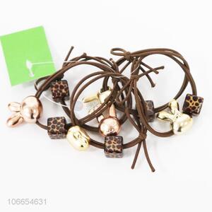 Promotional cheap 5pcs cartoon rabbit beads hair rings