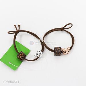 Low price 2pcs cartoon bear beads hair ropes