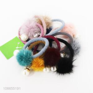 High sales 10pcs elastic hair ring with pom pom