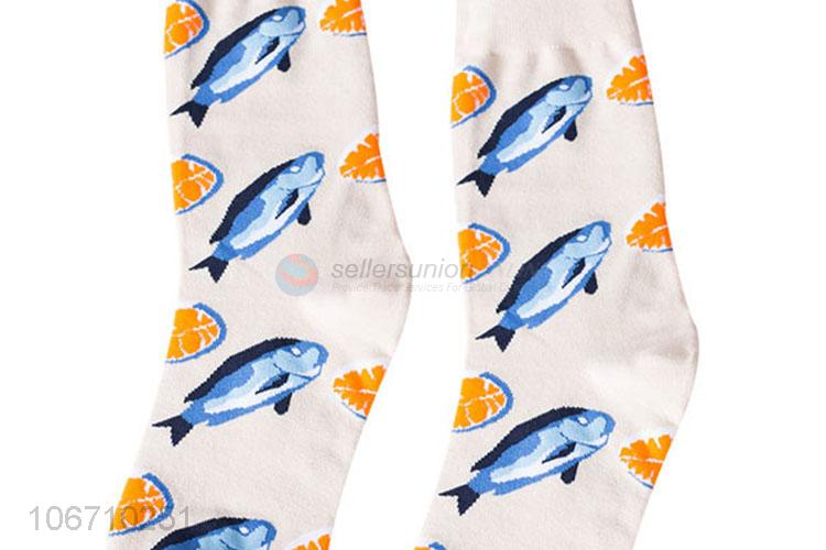 High Quality Fish Pattern Long Socks Men Mid-Calf Length Sock