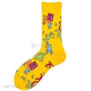 Good Sale Cute Cartoon Pattern Men Mid-Calf Length Sock