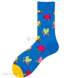 High Sales Cute Heart Design Breathable Cotton Mid-Calf Length Sock