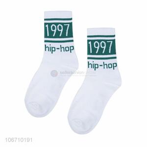 New Design Breathable Mid-Calf Length Sock Men White Socks