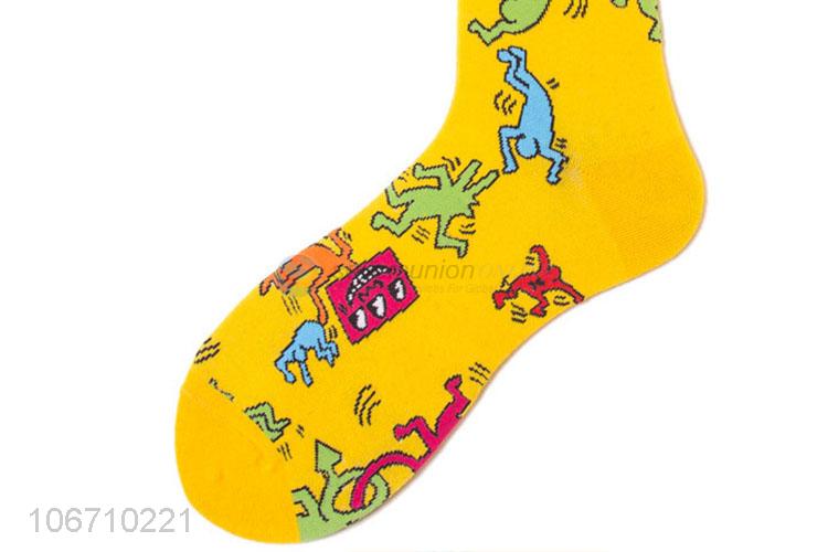 Good Sale Cute Cartoon Pattern Men Mid-Calf Length Sock