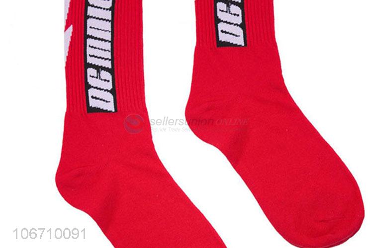 Top Quality Cotton Mid Calf Men Red Sport Socks