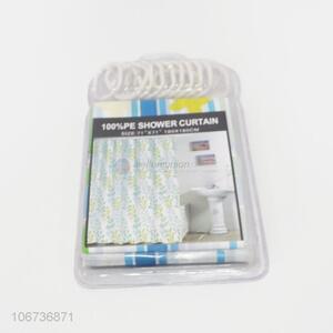 Popular waterproof peva material shower curtain with plastic hooks