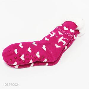 Promotional ladies exquisite anti-slip floor socks for winter