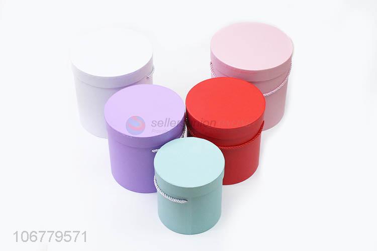 Wholesale price 3pcs/set round paper gift box with bowknot