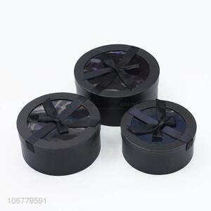 Best selling 3pcs/set round paper gift box with bowknot