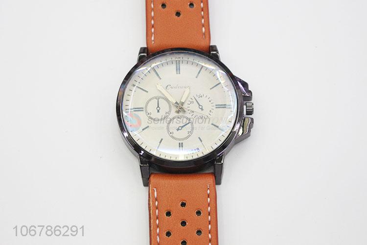 Fashion Style Breathable PU Watchband Wristwatch For Man