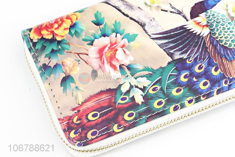 Wholesale Ladies Long Wallet PU Leather Purse With Zipper