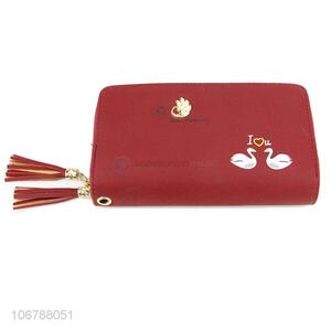 Custom Ladies Long Purses Fashion Tassel Zipper Wallet