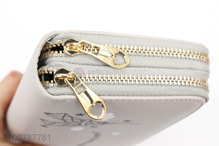 Delicate Design Double Zipper Coin Purse Ladies Wallet