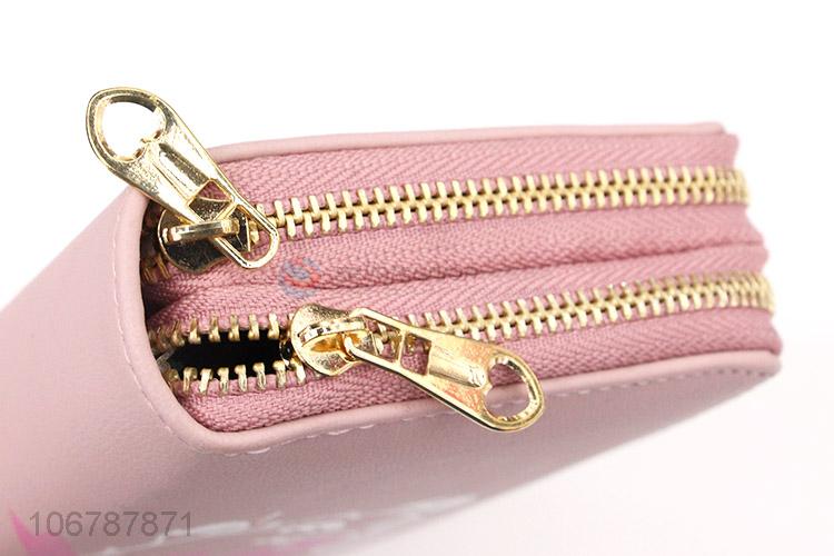 Good Quality Double Zipper Purse Colorful Wallets