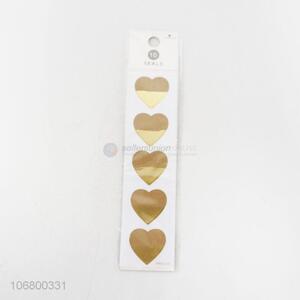 Wholesale price 10pcs heart pattern gold stamping sticker