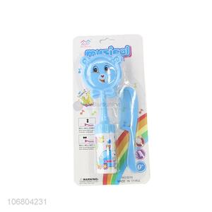 High quality cartoon baby hair comb hair brush with rattle