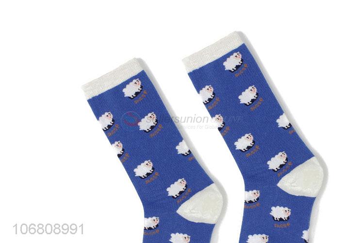 Factory wholesale ladies socks jacquard mid-calf length sock