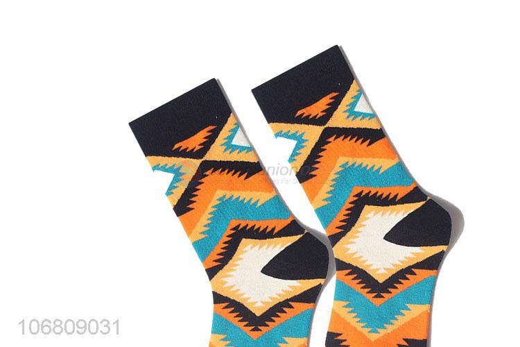 Wholesale custom men socks jacquard mid-calf length sock