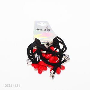 Low price 4pcs red plastic beads hair rings