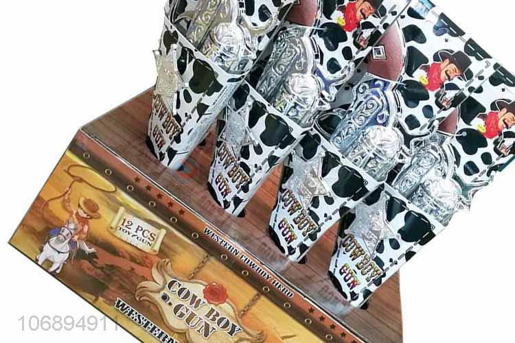 Best Quality Plating Cowboy Gun With Cow Pattern Gun Case