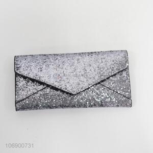 Best sale folding silver glitter women purse with multi pockets