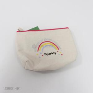 Wholesale popular rainbow printed cotton cosmetic bag for travel