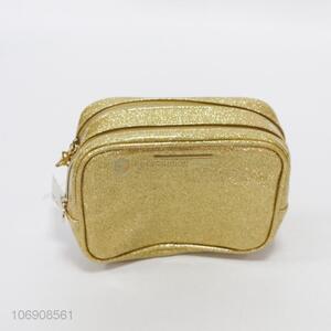 Factory direct sale golden glitter pvc makeup bag