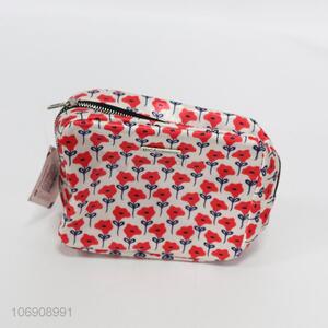 Hot selling delicate flower printed pvc makeup bag