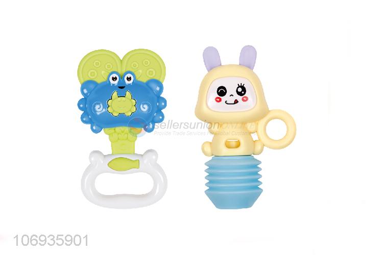 Contracted Design Cute Educational Baby Plastic Rattle Hand Bell Toy Set