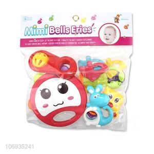 Factory Wholesale Cartoon Plastic Hand Bell Baby Rattle Toy Set