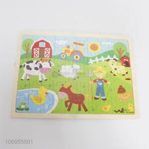 New products kids cartoon farm animal wooden jigsaw puzzle toy